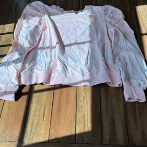 Nicole Miller Apricot/White Puff Sleeve Sweatshirt